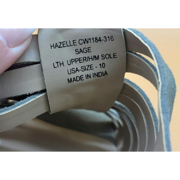Crevo Hazelle Stacked Heeled Women's Size 10 Strappy Suede Sage Green Sandal - Picture 6 of 12